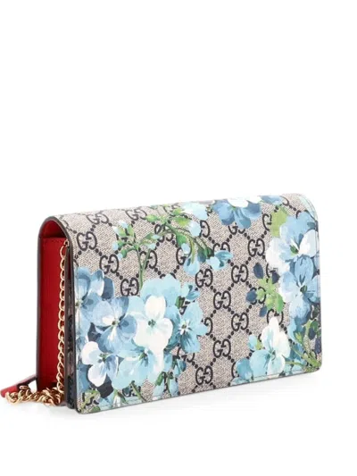 Pre-owned Gucci Chain Wallet Blooms Print Gg Coated Canvas Crossbody Bag In Multicolour