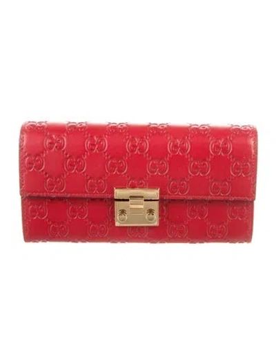 Pre-owned Gucci Chain Wallet Gg Signature Continental Wallet In Red