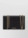 Gucci Chain Wallet Gold-tone Strap In Black