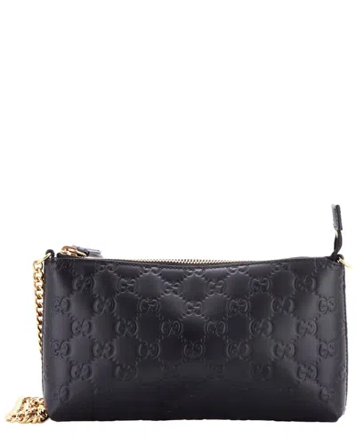 Gucci Chain Wristlet Wallet Ssima Leather (authentic Pre-loved) In Brown