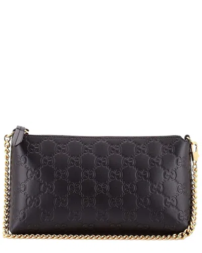 Gucci Chain Wristlet Wallet Ssima Leather (authentic Pre-loved)