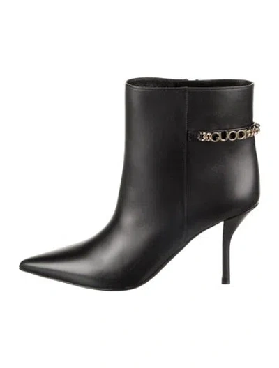 Pre-owned Gucci Chain-link Accent Leather Boots W/ Tags In Black