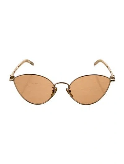 Pre-owned Gucci Chain-link Accent Round Sunglasses W/ Tags In Gold