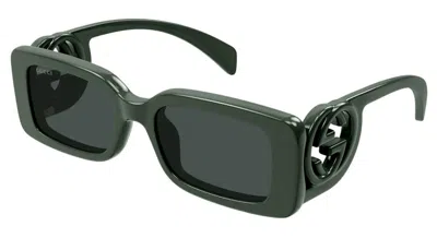 Pre-owned Gucci Chaise Lounge Sunglasses In Green/solid Smoke Grey (gg1325s/003)