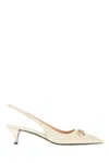 Gucci Leather Horsebit Slingback Pumps 45 In Avorio