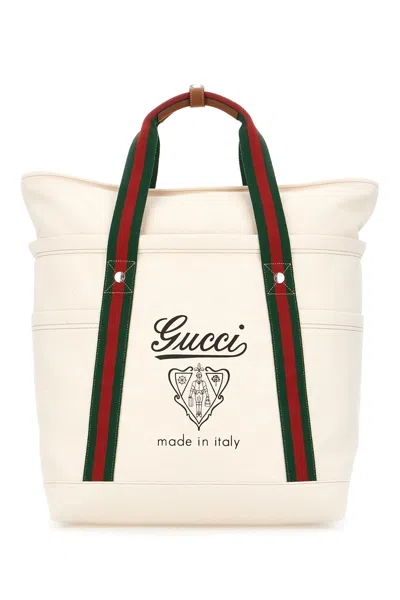 Gucci Chalk Canvas Handbag In Neutral