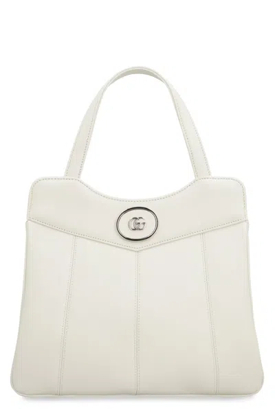 Gucci Chalk Leather Small Petite Gg Handbag In Neutral