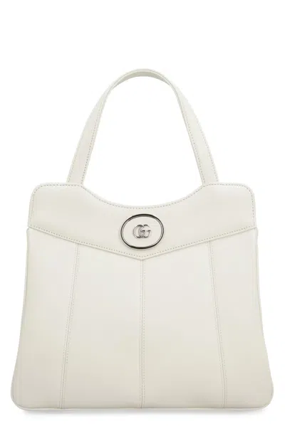 Gucci Chalk Leather Small Petite Gg Handbag In Metallic