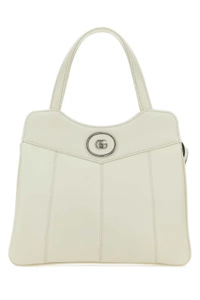 Gucci Chalk Leather Small Petite Gg Handbag In Neutral