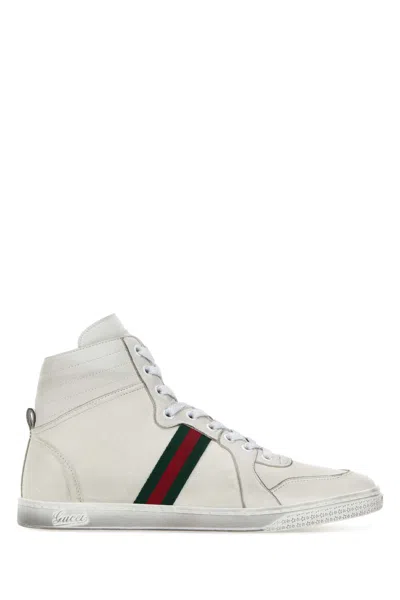 Gucci Women Chalk Nappa Leather Sneakers In White