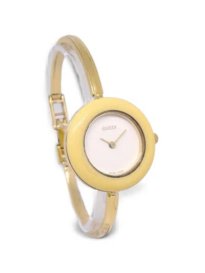Pre-owned Gucci Chameleon Change Bezel 25mm Watch In White