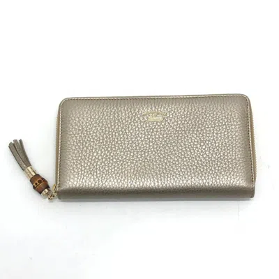 Pre-owned Gucci Champagne Gold Leather Long Wallet (bi-fold) ()