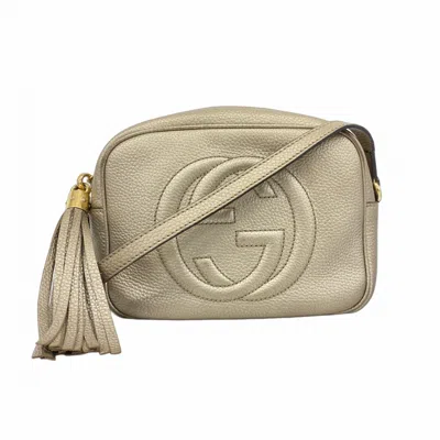 Pre-owned Gucci Champagne Gold Leather Shoulder Bag ()