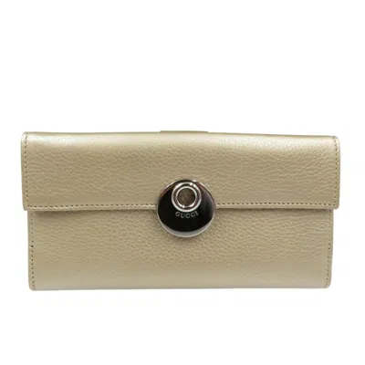 Pre-owned Gucci Champagne Leather Long Wallet (bi-fold) ()