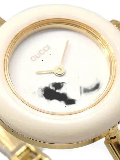 Pre-owned Gucci Change Bezel 25mm Watch In White