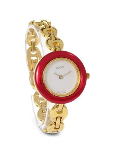 Pre-owned Gucci Change Bezel 25mm Watch In White