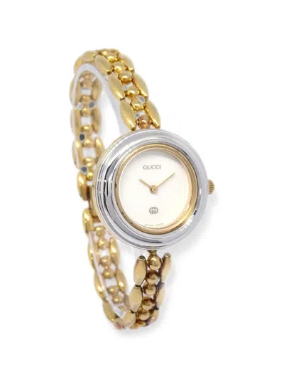 Pre-owned Gucci Change Bezel 25mm Watch In White