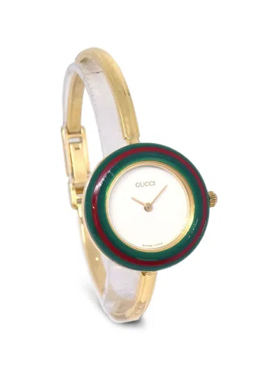 Pre-owned Gucci Change Bezel 25mm Watch In White