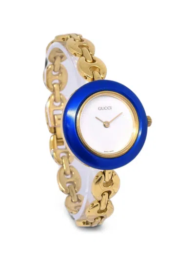 Pre-owned Gucci Change Bezel 25mm Watch In White