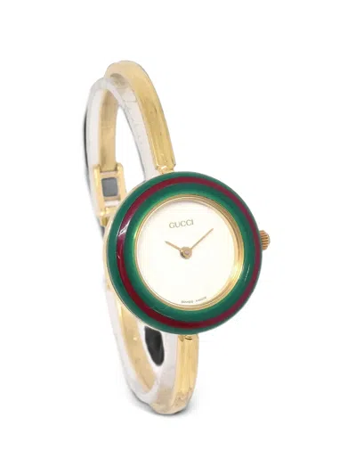 Pre-owned Gucci Change Bezel 26mm Watch In White
