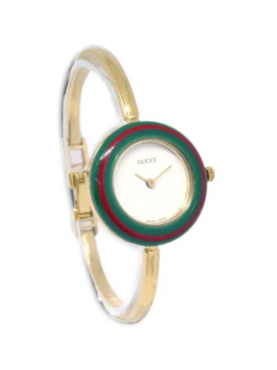 Pre-owned Gucci Change Bezel 26mm Watch In White