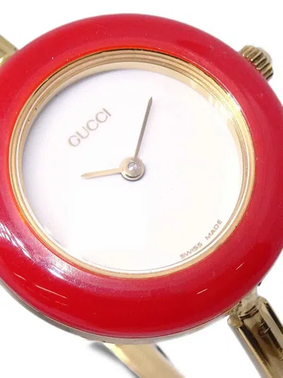 Pre-owned Gucci Change Bezel Chameleon 25mm Watch In White