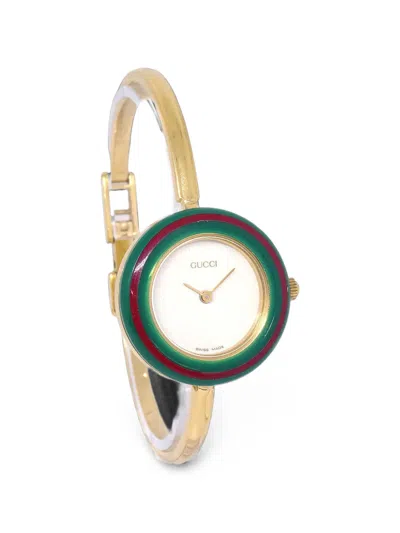 Pre-owned Gucci Change Bezel Chameleon 25mm Watch In White