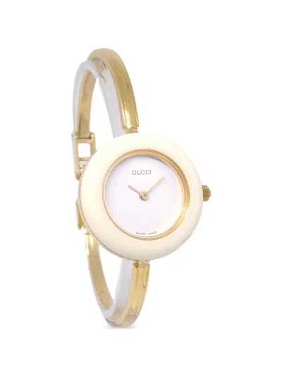 Pre-owned Gucci Change-bezel 25mm Watch In White