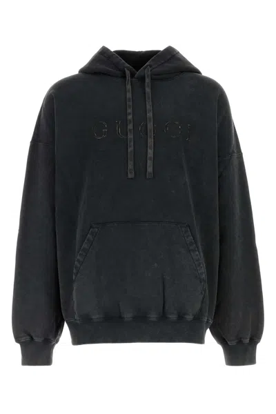 Gucci Charcoal Cotton Sweatshirt In Black