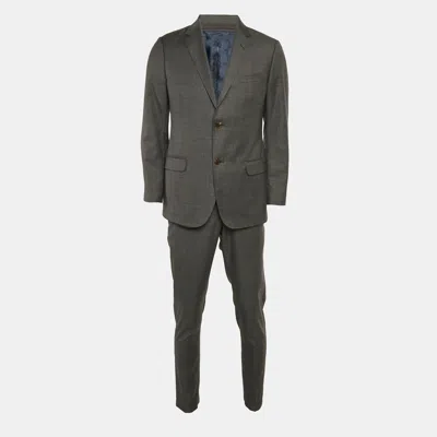 Pre-owned Gucci Charcoal Grey Patterned Wool Single Breasted Pants Suit L