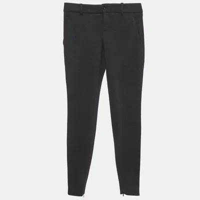 Pre-owned Gucci Charcoal Grey Wool Blend Straight Fit Trousers S In Gray