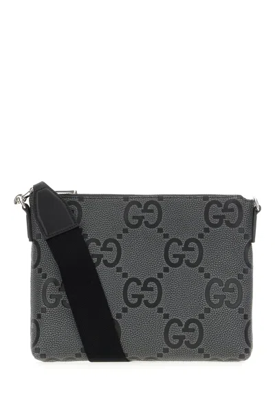 Gucci Charcoal Leather Crossbody Bag In Gray