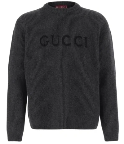 GUCCI GUCCI CHARCOAL WOOL BLEND SWEATER
