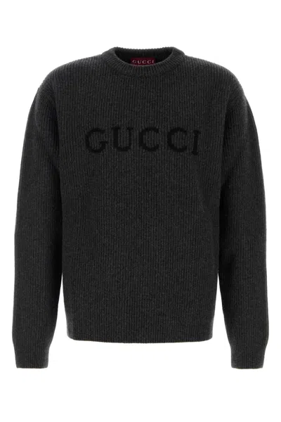 GUCCI CHARCOAL WOOL BLEND SWEATER