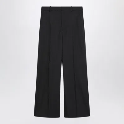 Gucci Charcoal Wool Wide-leg Pant In Black