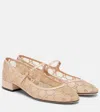 Gucci Charline Gg Mesh Mary Jane Flats In Neutral