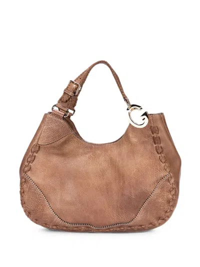 Pre-owned Gucci Charlotte Whipstitch Shoulder Bag In Brown