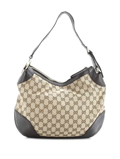 Pre-owned Gucci Charlotte Zip Gg Canvas With Leather Medium Hobo Bag In Brown