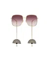 Gucci Charm-detail Square-frame Sunglasses In Nude