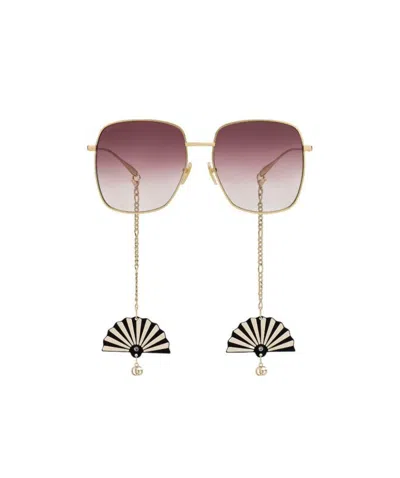 Gucci Charm-detail Square-frame Sunglasses In Nude