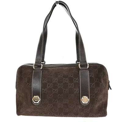 Gucci Charmy Brown Suede Shoulder Bag ()