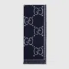 Gucci Check Gg Wool Scarf In Blue