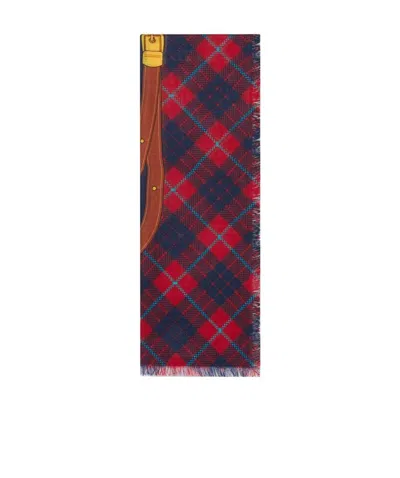 Gucci Check-pattern Knitted Scarf In Red