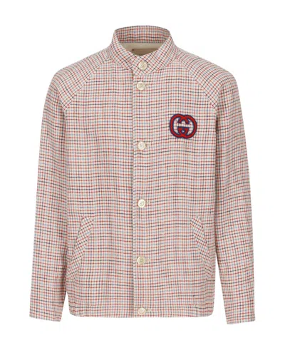Gucci Check Print Shirt In Nude
