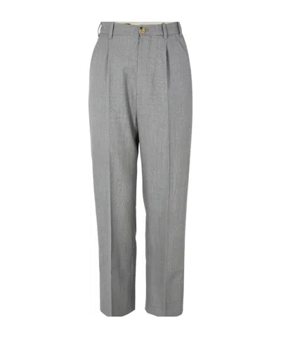 Gucci Check Straightleg Trousers In Gray