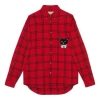 Gucci Check Wool Shirt With  Cat Patch 'red'