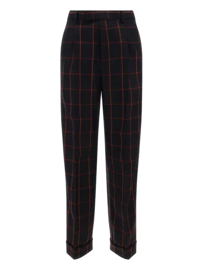 Gucci Windowpane-print Straight-leg Trousers In Schwarz
