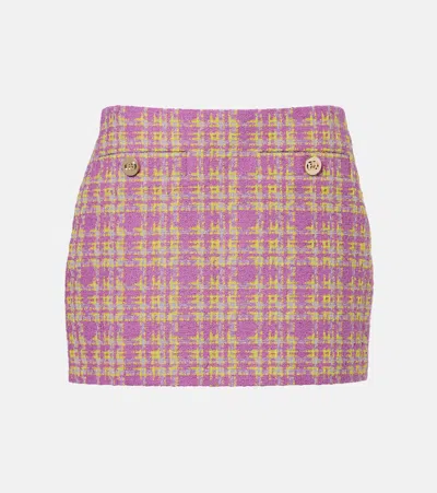 Gucci Checked Cotton-blend Tweed Miniskirt In Purple