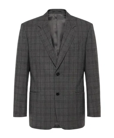 Gucci Checked Fine Wool Jacket In Gray/beige