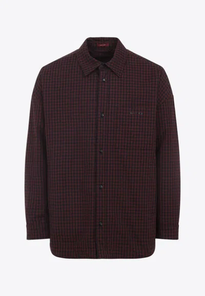 Gucci Purple Black Checked Logo Shirt Jacket